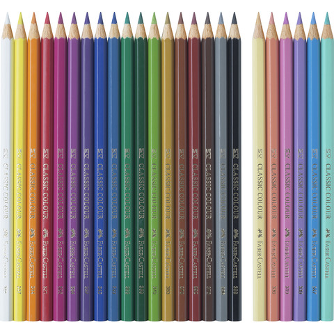 Matite colorate Faber-Castell fusto esagonale in conf. da 18 Classic unicorno + 6 Pastel - 111221
